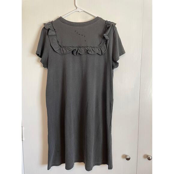 Clare V. Charlotte Ruffle t-Shirt Dress Faded Black gray short sleeve cotton M - Picture 2 of 10
